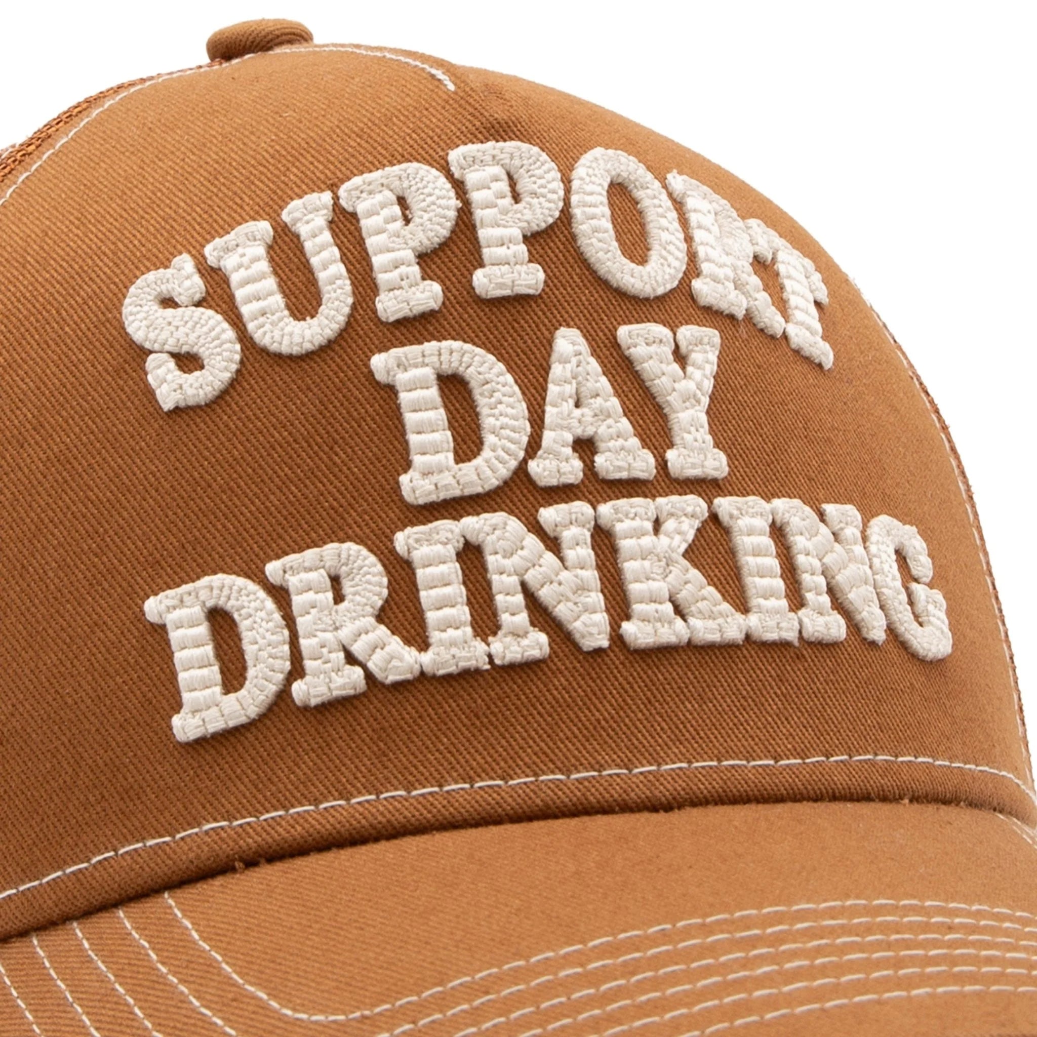 King Kerosin Herren Trucker Cap "Support Day Drinking" in Brown