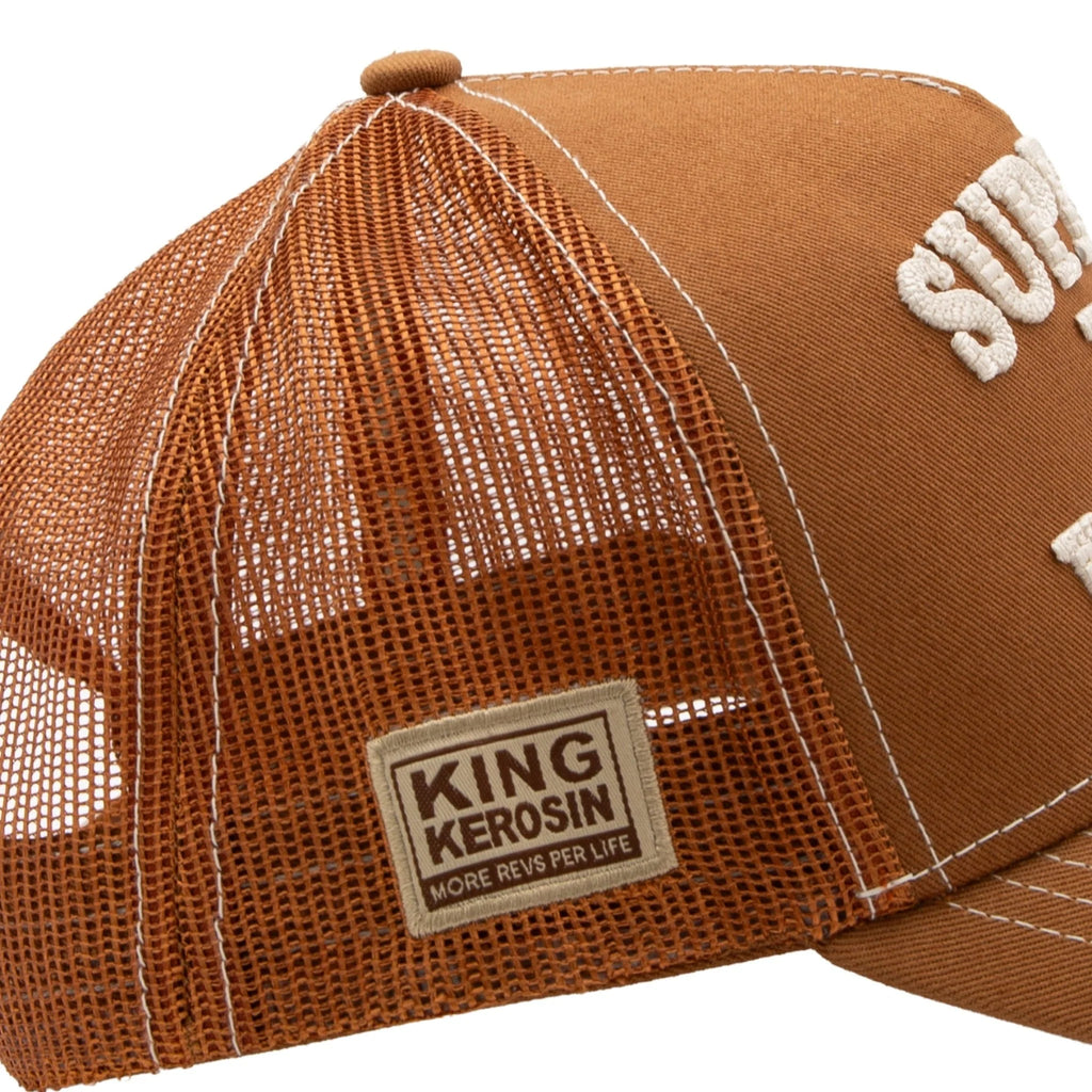 King Kerosin Herren Trucker Cap "Support Day Drinking" in Brown