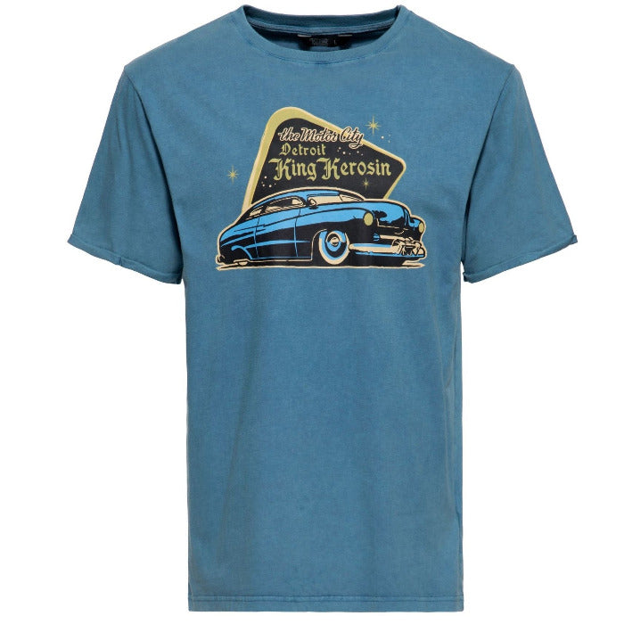 King Kerosin HERREN OILWASHED T-SHIRT "DETROIT GREASER"