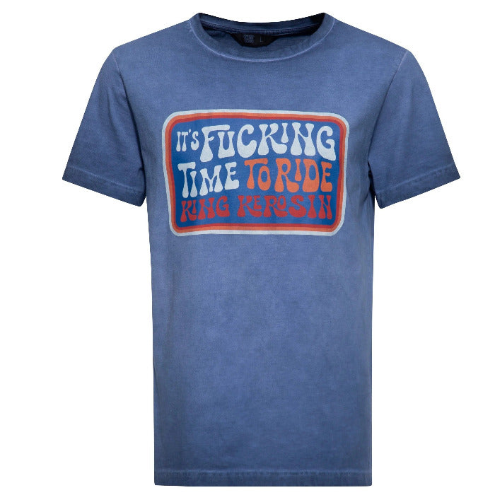 King Kerosin T-Shirt 'It's Fucking Time To Ride' in Blau