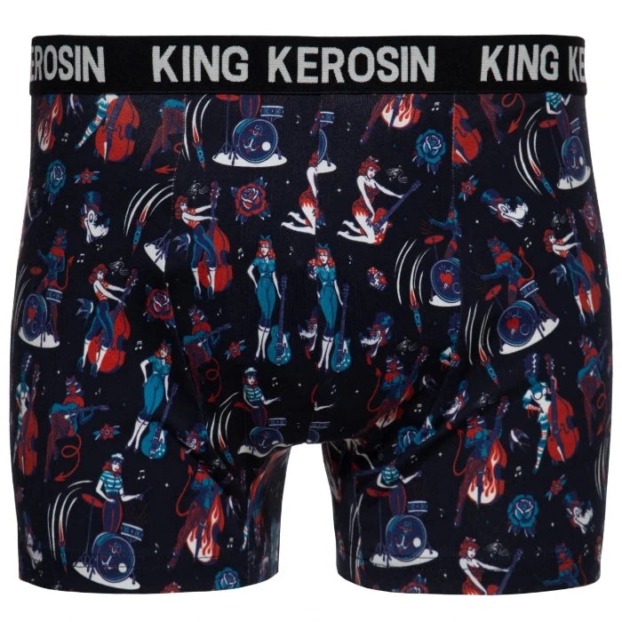 King Kerosin Boxershorts 'Rockabilly Pin-up' in Schwarz