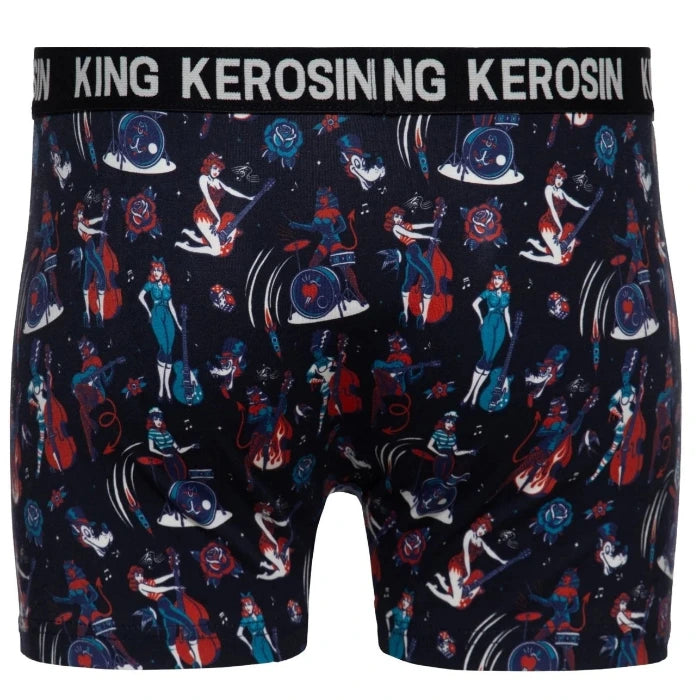 King Kerosin Boxershorts 'Rockabilly Pin-up' in Schwarz
