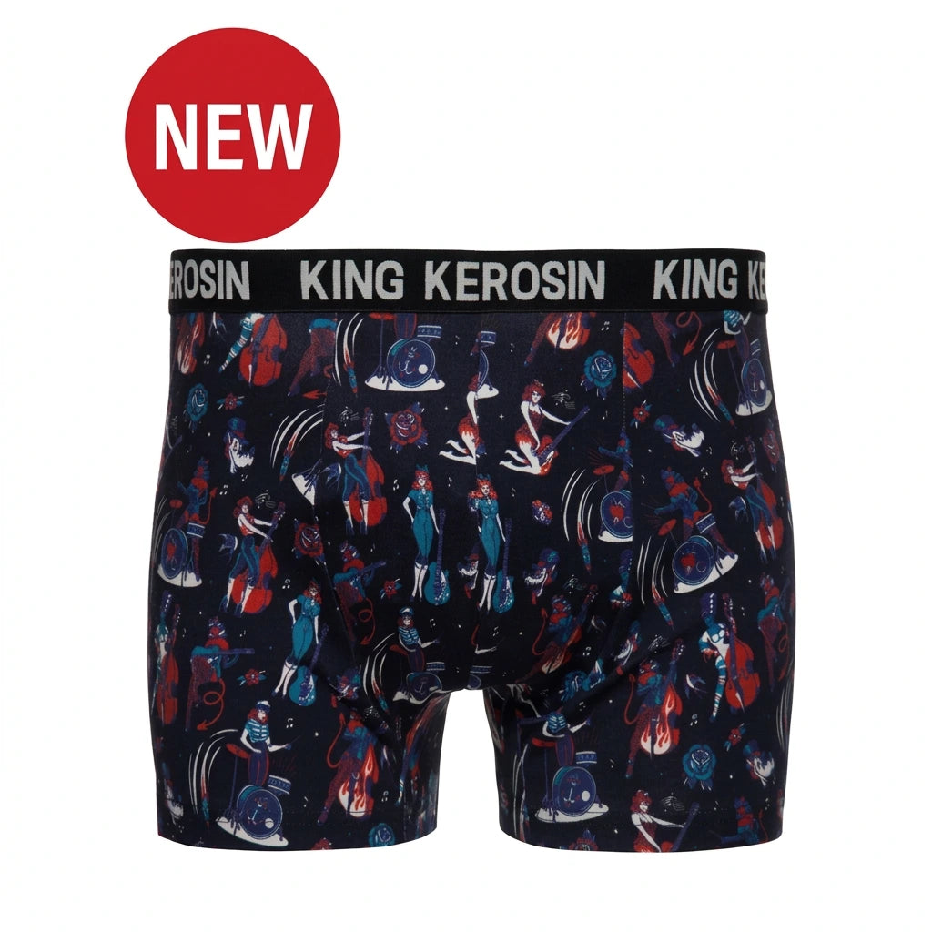 King Kerosin Boxershorts 'Rockabilly Pin-up' in Schwarz