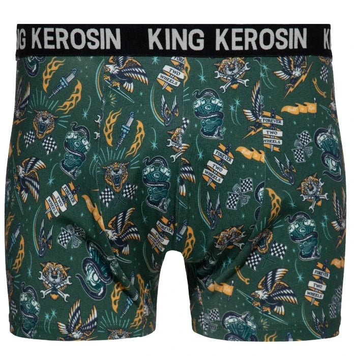 King Kerosin Boxershorts 'Tattoo Style' in Dunkelgrün
