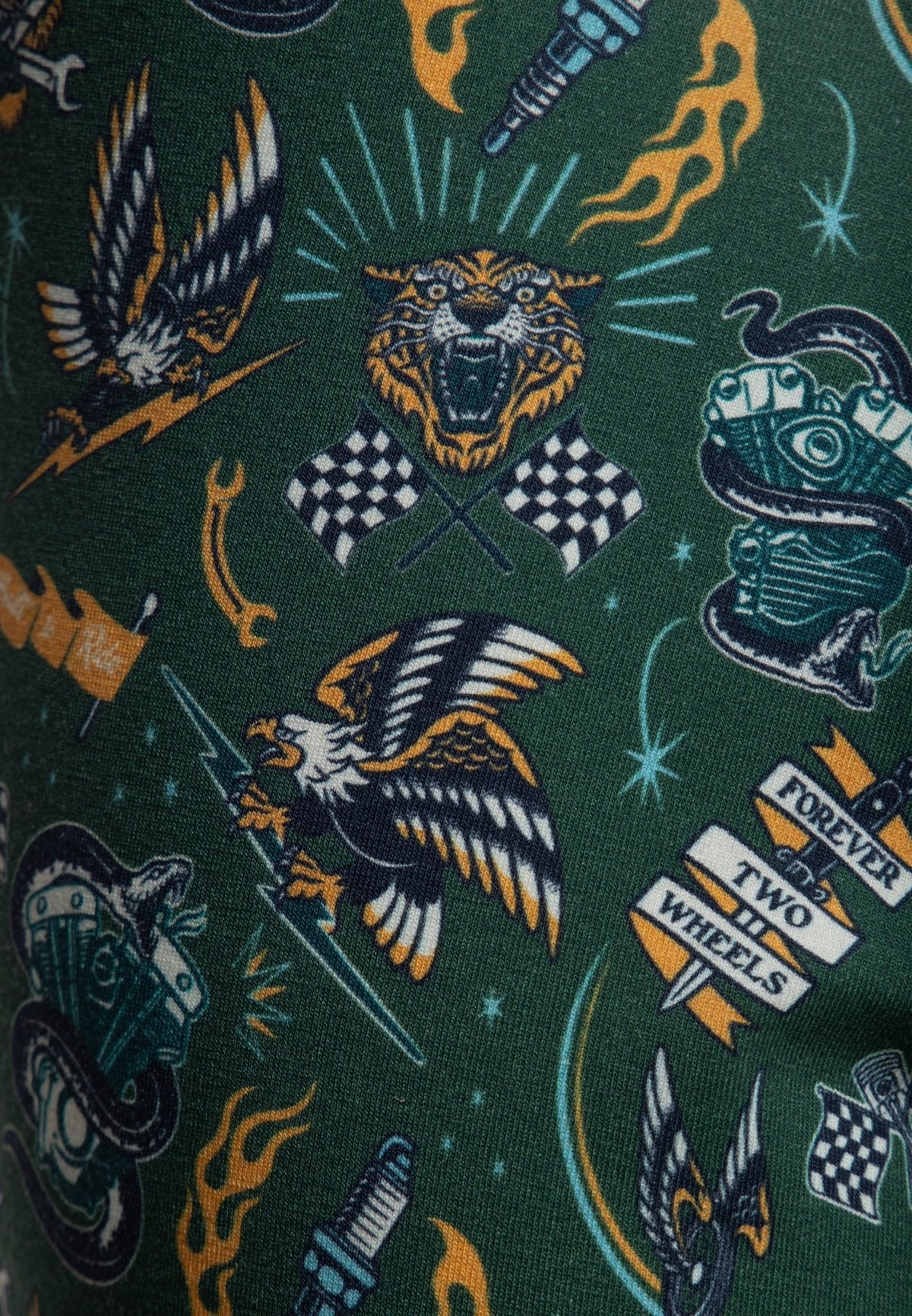 King Kerosin Boxershorts 'Tattoo Style' in Dunkelgrün