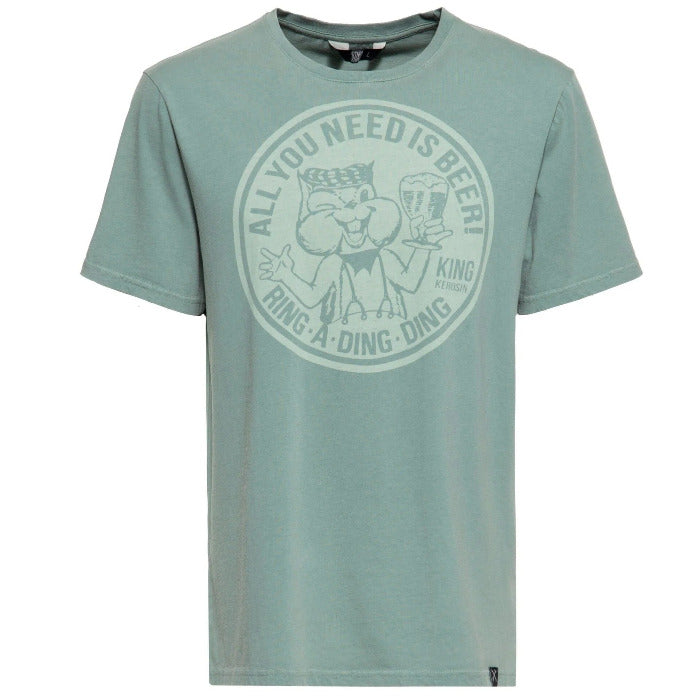 King Kerosin CLASSIC T-SHIRT ACIWASHED FRONT PRINT »ALL YOU NEED IS A BEER«