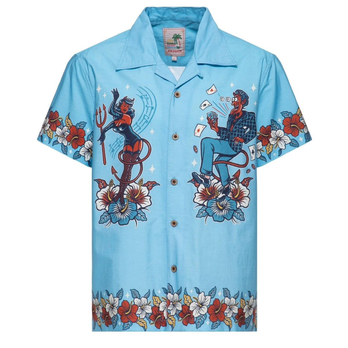 King Kerosin Hawaiihemd 'Devils' in Hellblau