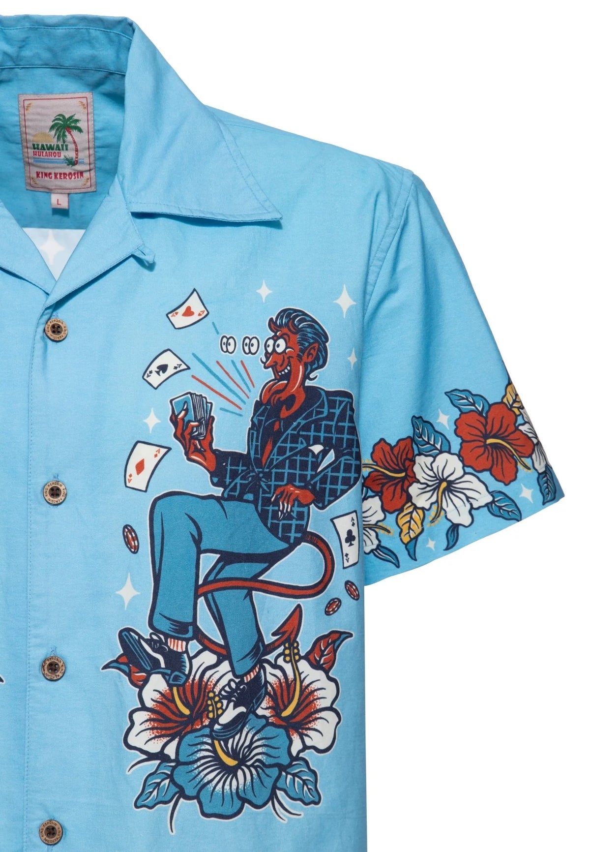 King Kerosin Hawaiihemd 'Devils' in Hellblau