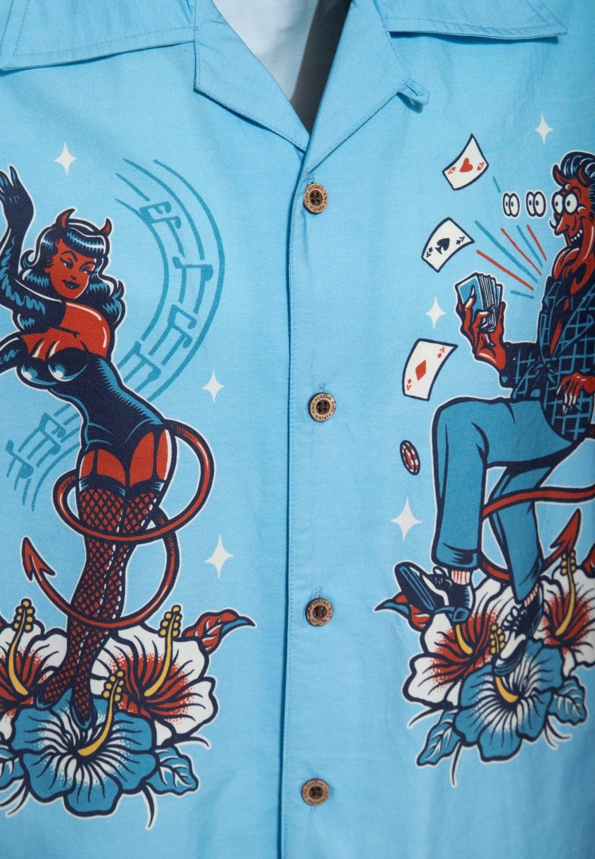 King Kerosin Hawaiihemd 'Devils' in Hellblau