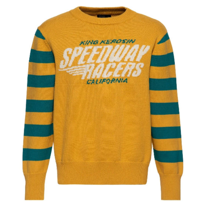 King Kerosin Herren Strickpullover "Speedway Racers" in Dark Senf