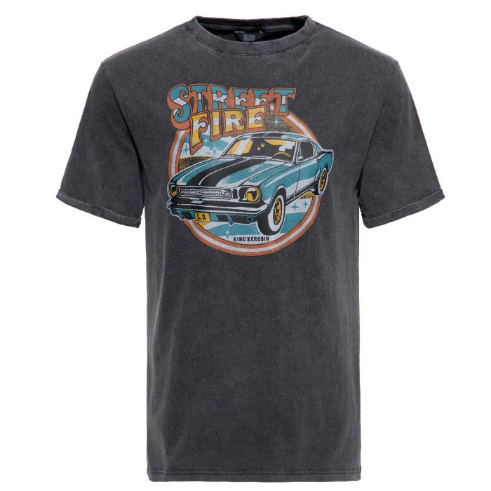King Kerosin Herren T-Shirt Enzym Acidwash "Street Fire"