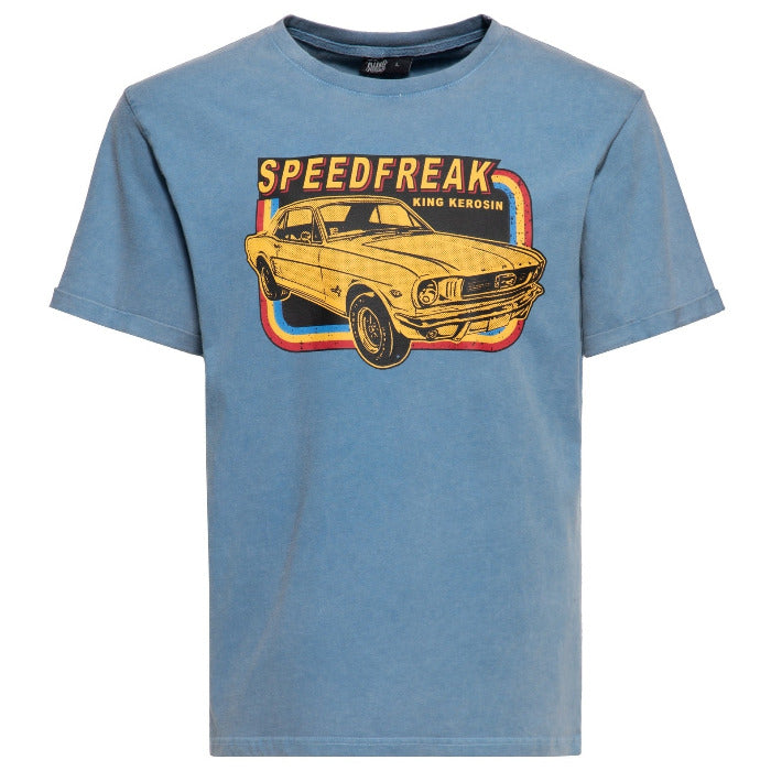 King Kerosin Herren T-Shirt Oilwashed "Speed Freak" (sky blue)