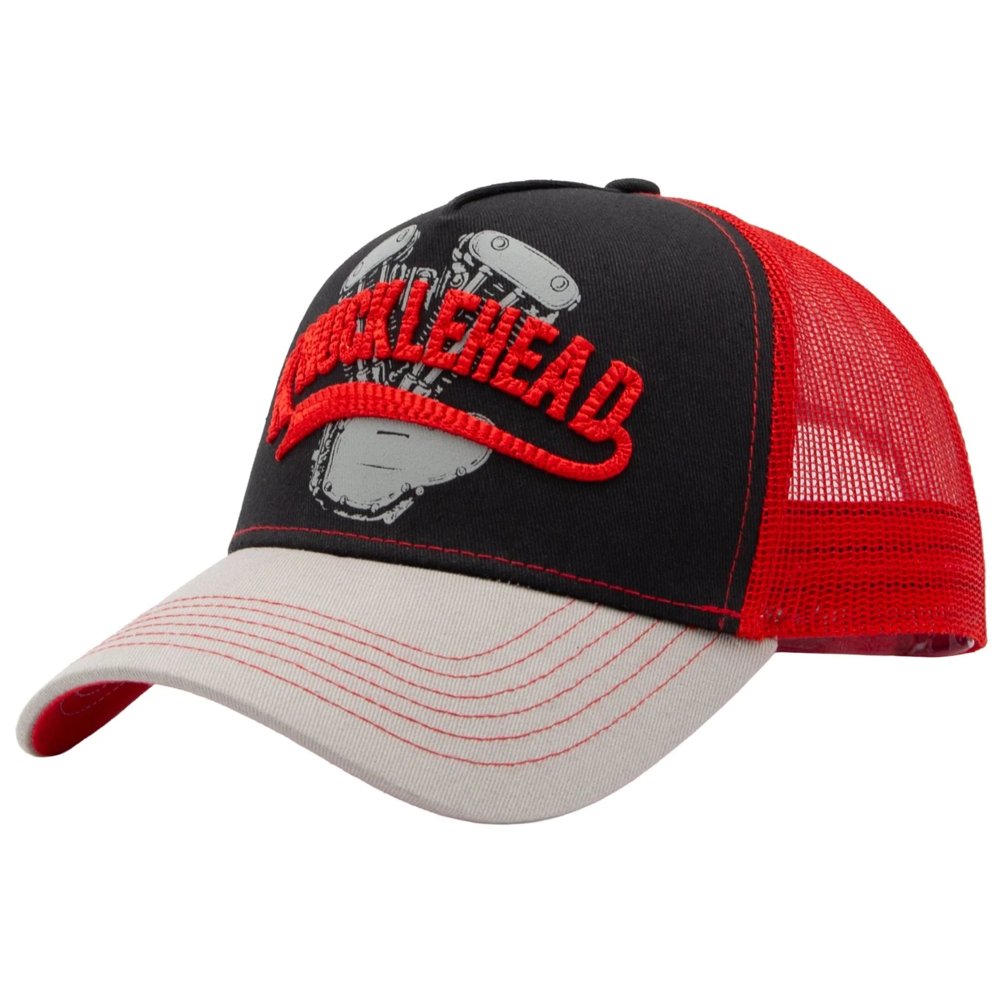 King Kerosin Herren Trucker Cap "Knucklehead" in Black & Red