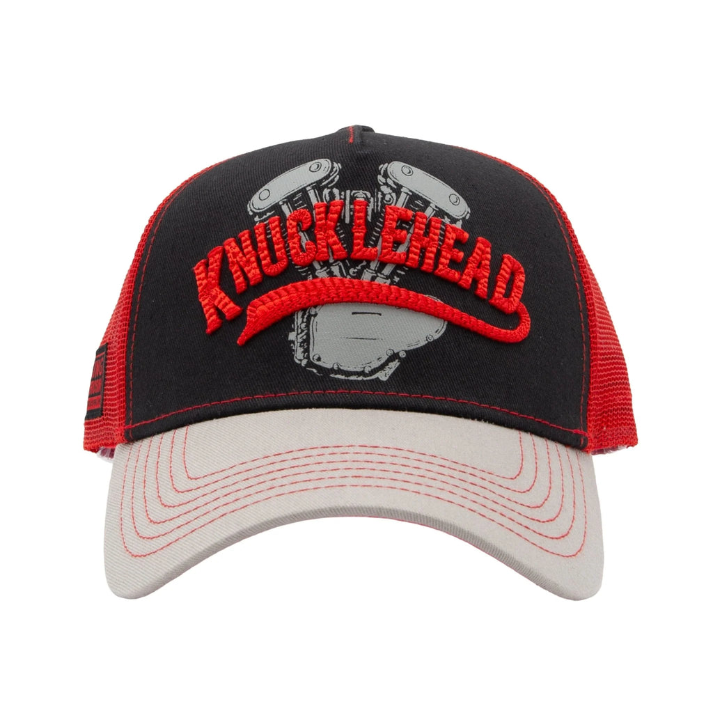 King Kerosin Herren Trucker Cap "Knucklehead" in Black & Red