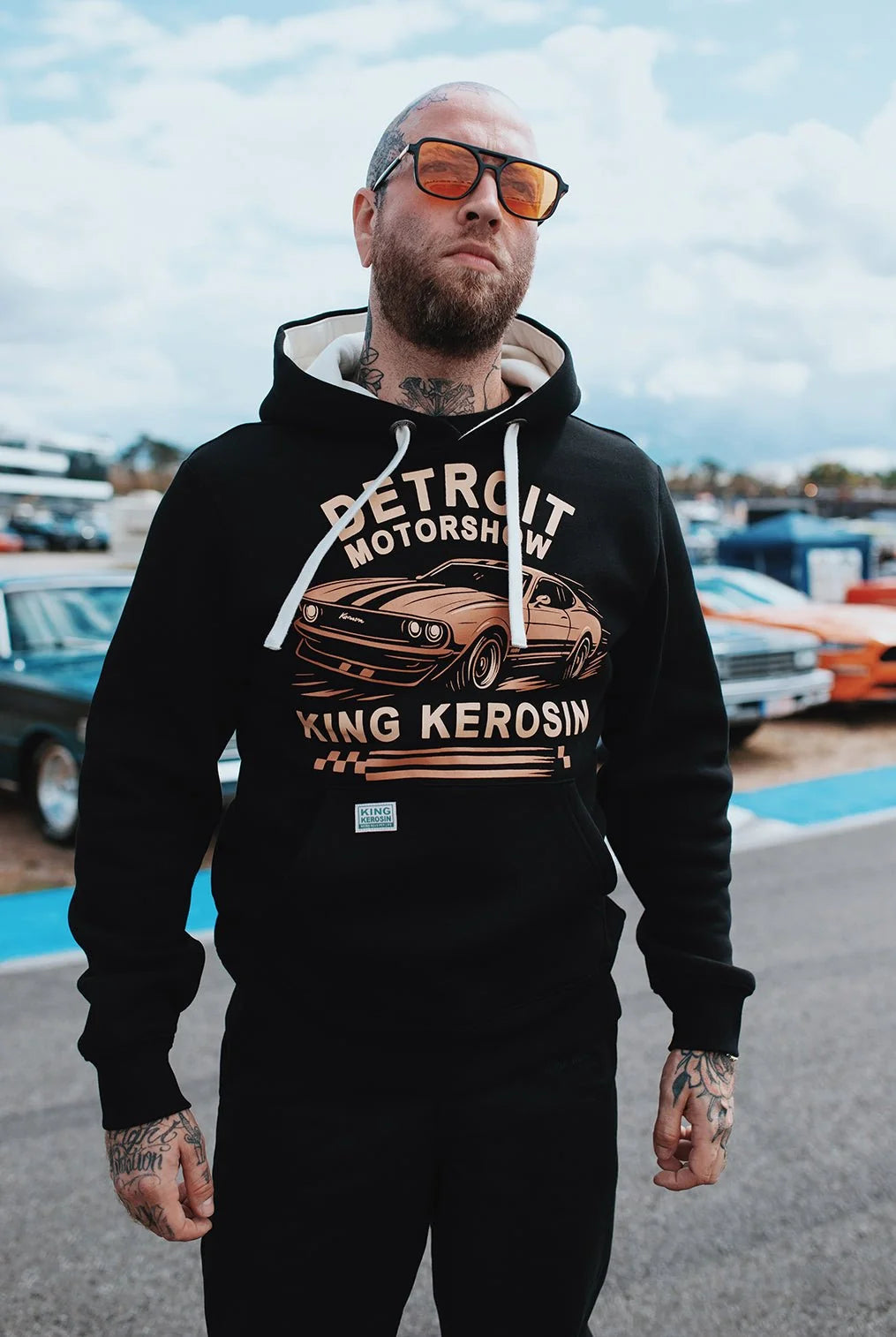 King Kerosin Kapuzenpullover 'Detroit Motorshow' in Schwarz