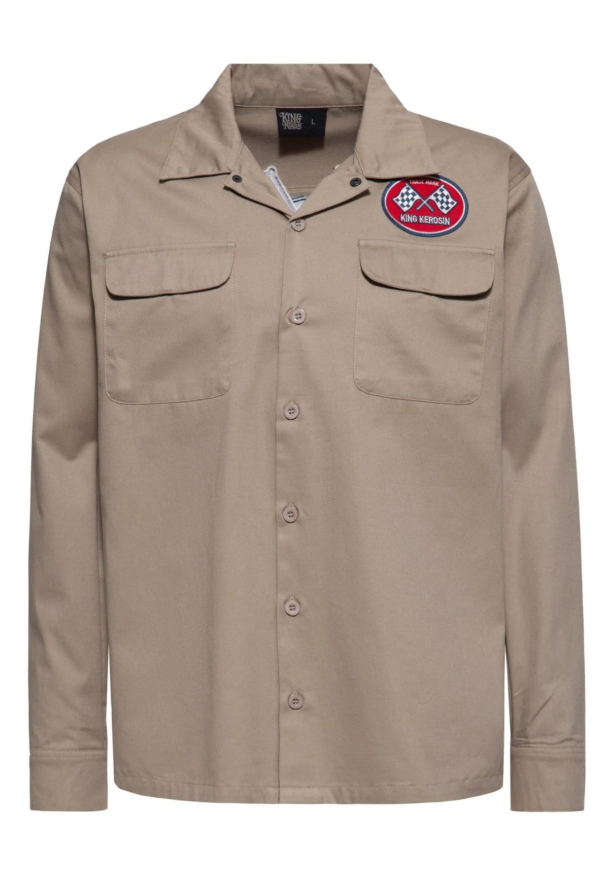 King Kerosin Langarmhemd 'Adrenaline Rush' in Khaki