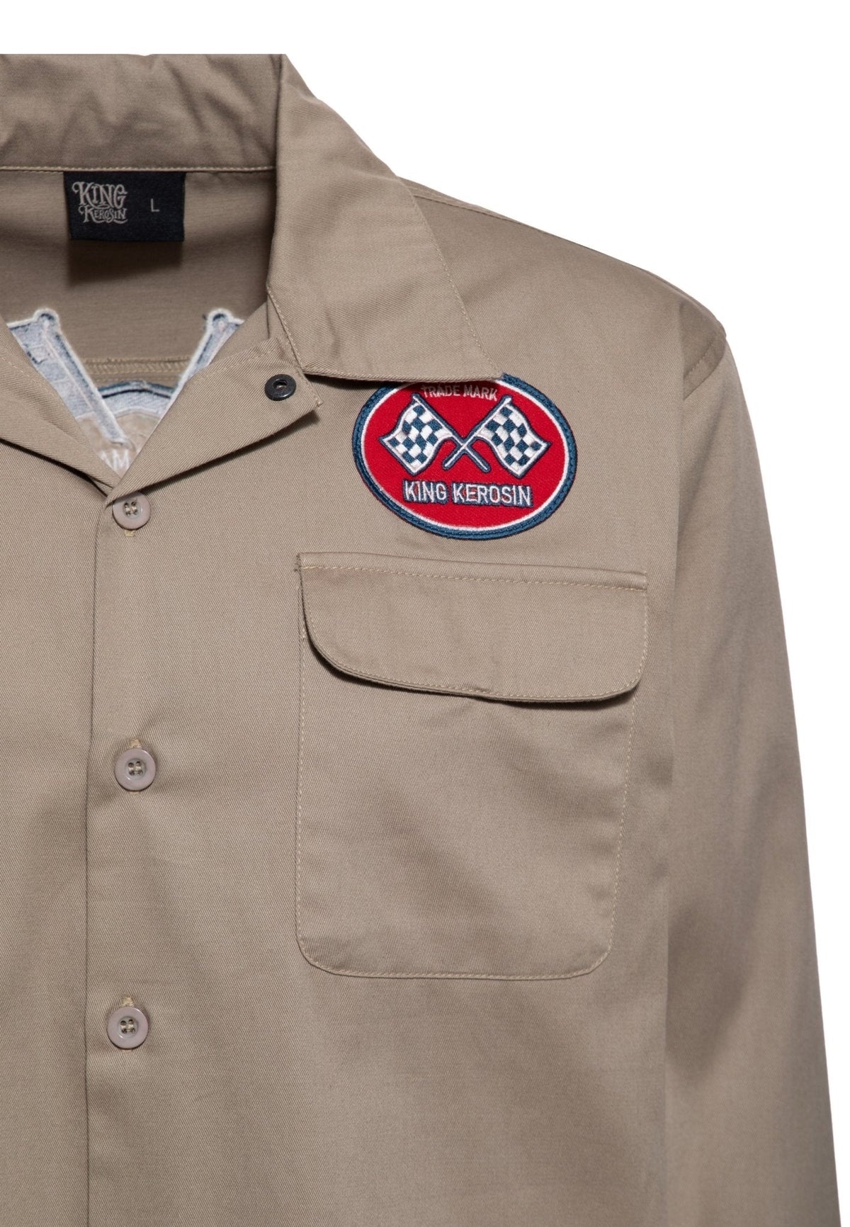 King Kerosin Langarmhemd 'Adrenaline Rush' in Khaki