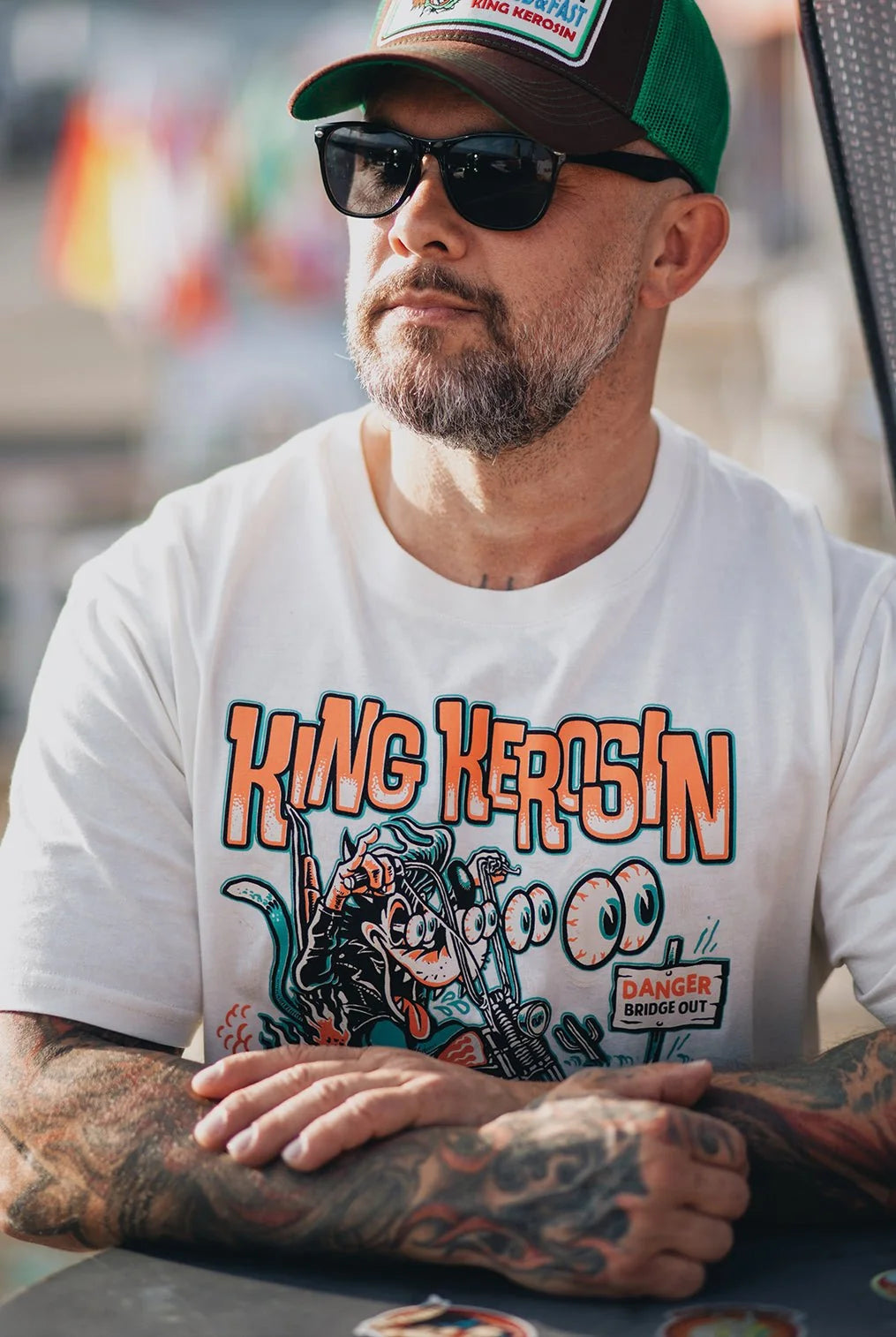 King Kerosin T-Shirt 'Get on the Throttle' in Offwhite