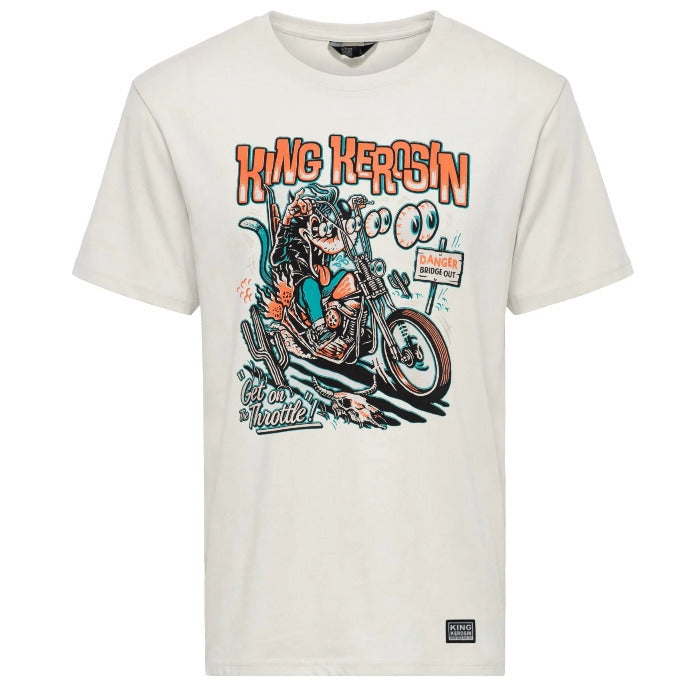 King Kerosin T-Shirt 'Get on the Throttle' in Offwhite