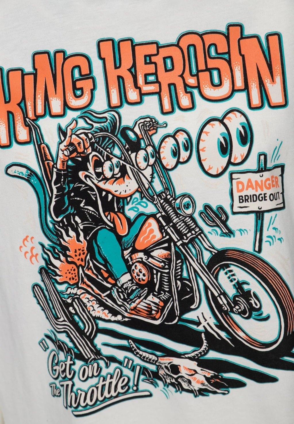 King Kerosin T-Shirt 'Get on the Throttle' in Offwhite