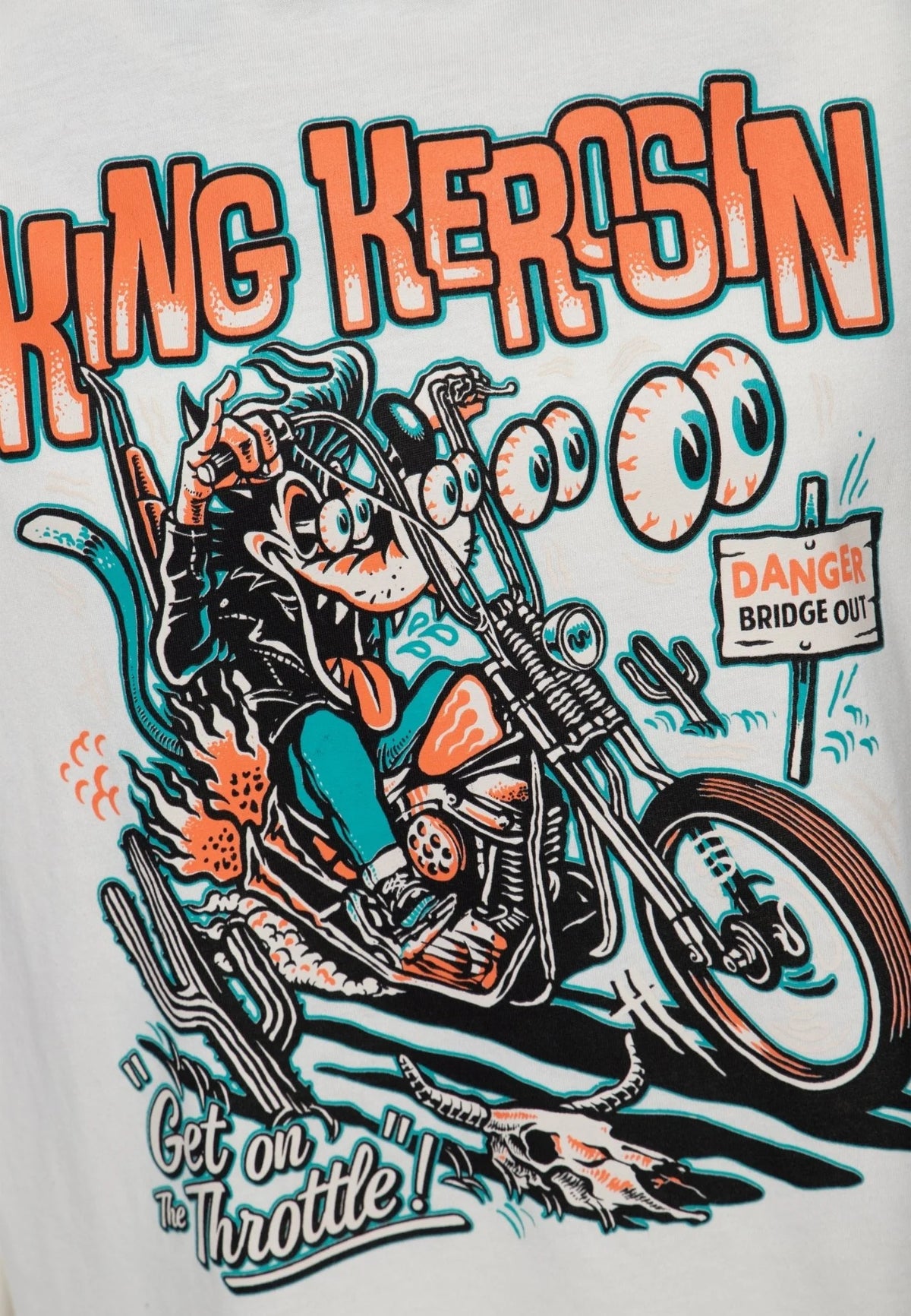 King Kerosin T-Shirt 'Get on the Throttle' in Offwhite
