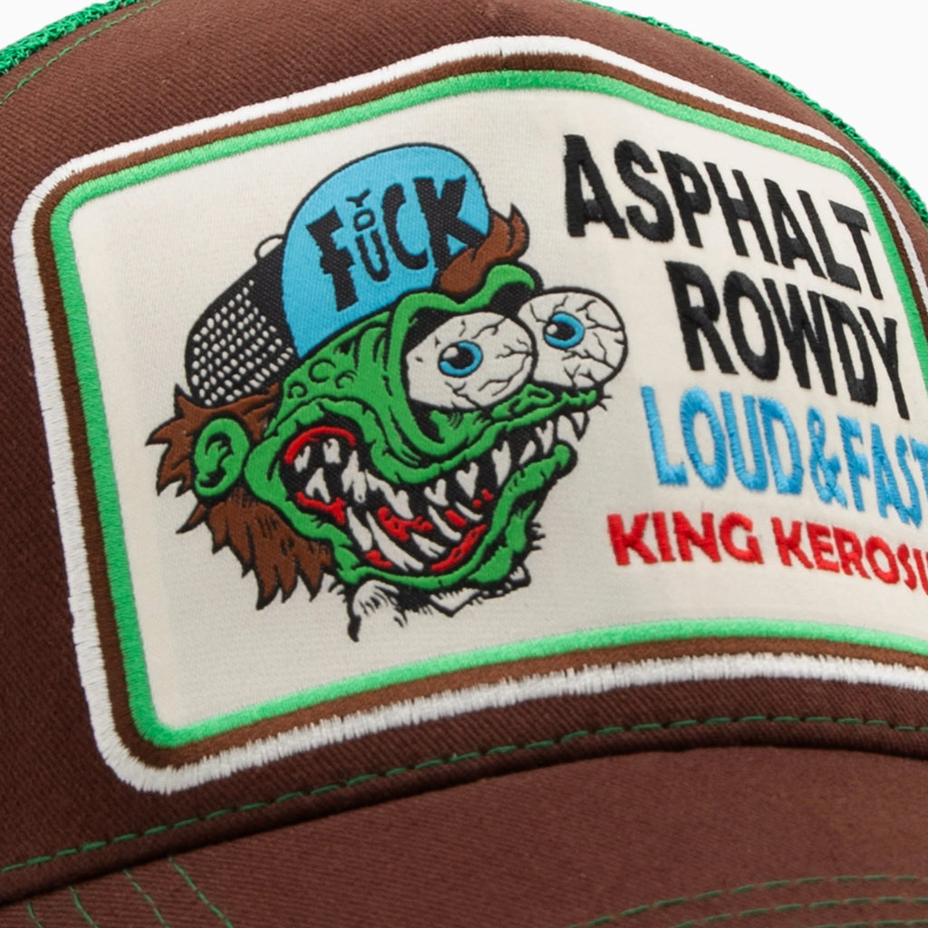 King Kerosin Trucker Cap 'Asphalt Rowdy' in Braun