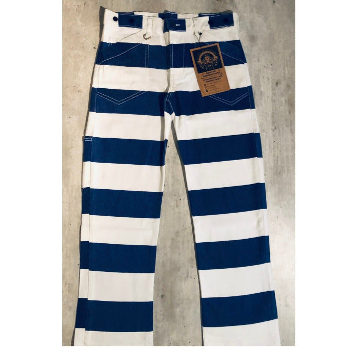 Hold Fast Hosen im Japan-Stil: Ein Vintage-Schatz in blau-weiß gestreift