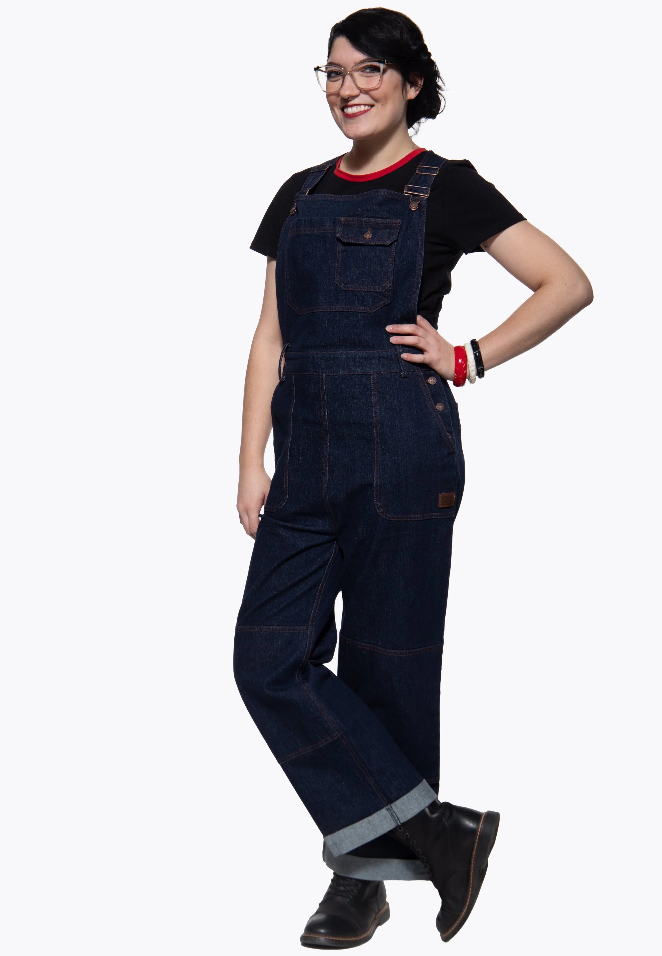 Queen Kerosin Latzhose 'Velma' in Denim