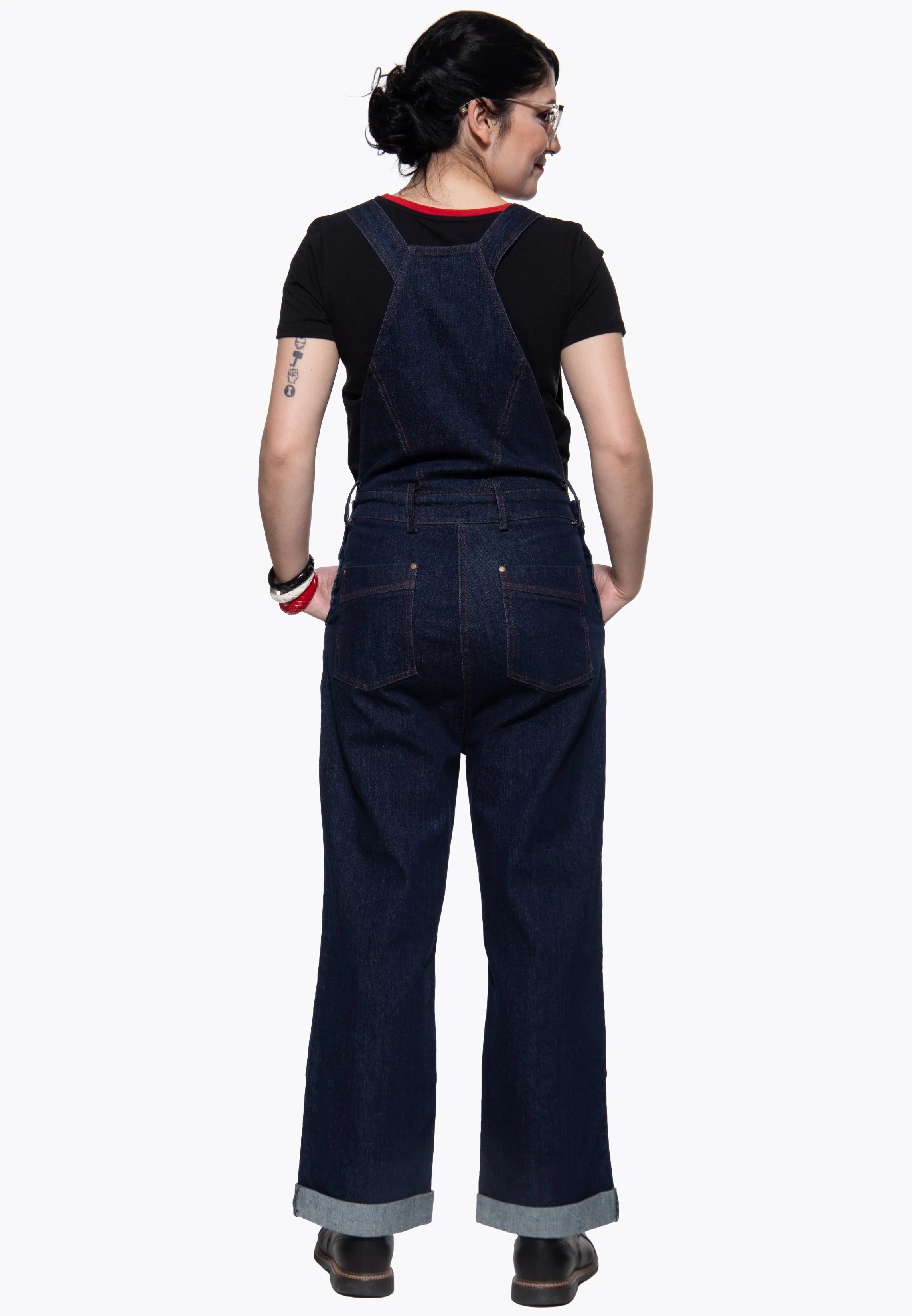 Queen Kerosin Latzhose 'Velma' in Denim