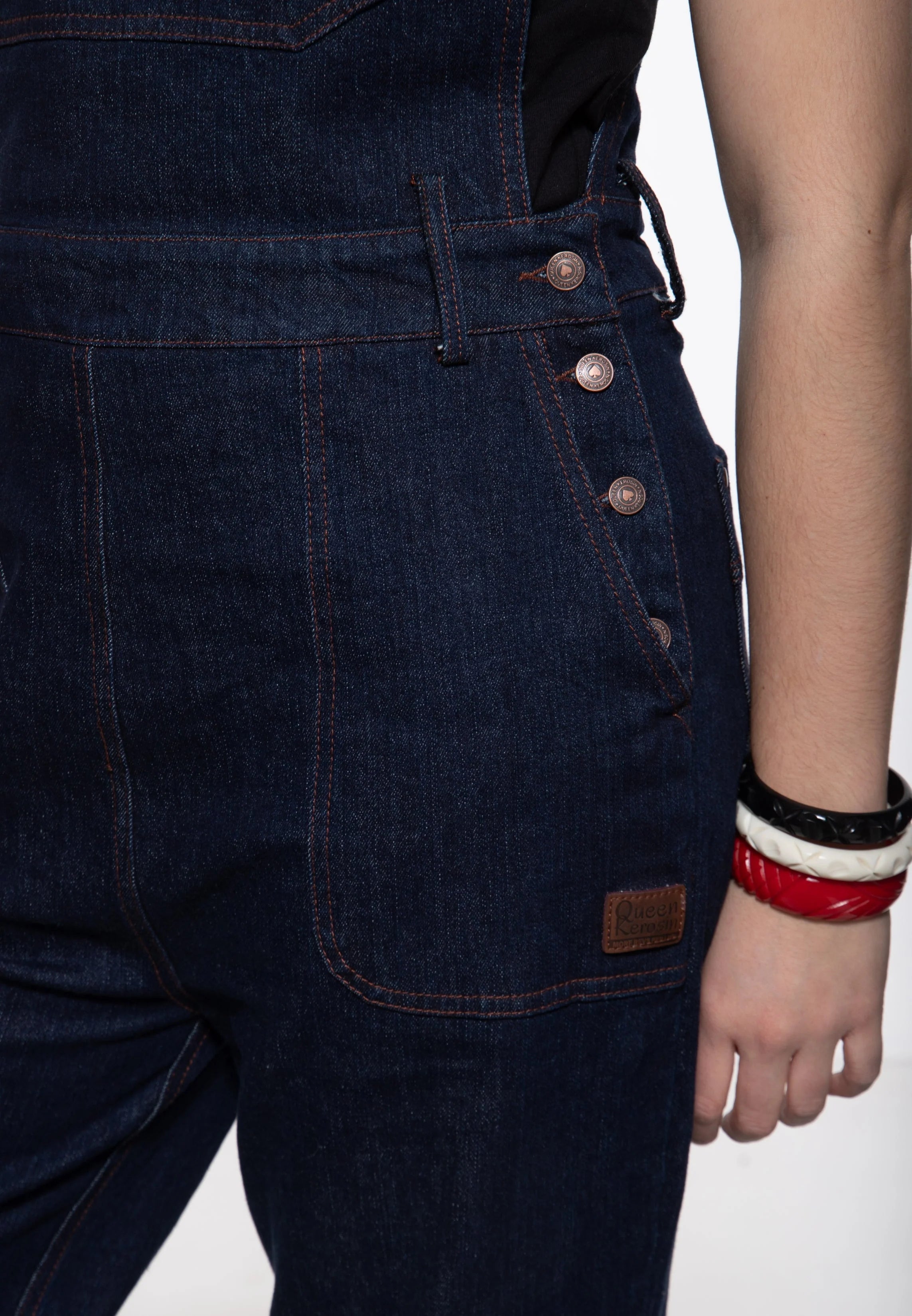 Queen Kerosin Latzhose 'Velma' in Denim