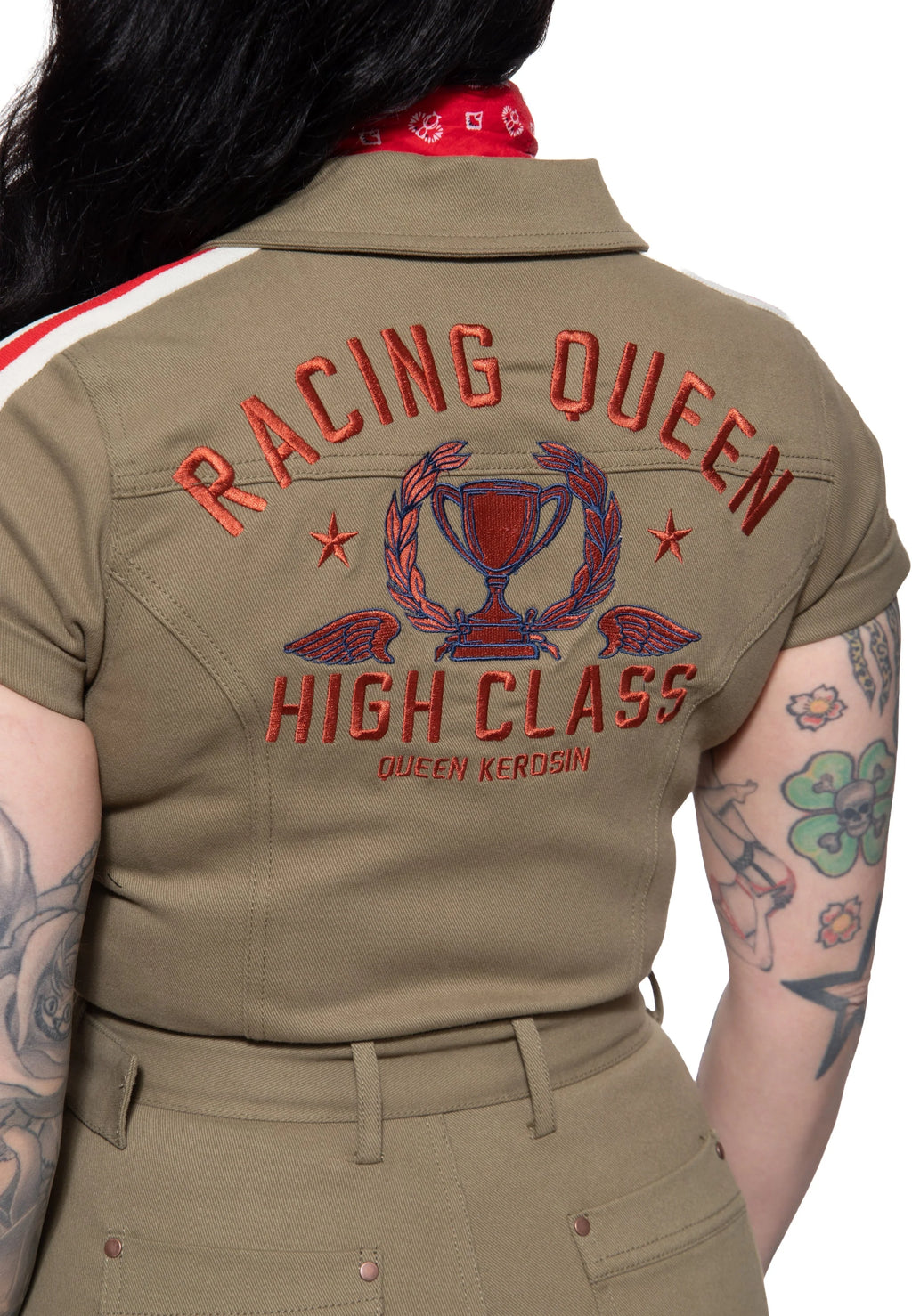 Queen Kerosin Overall ‘Racing Queen’ in Olivgrün