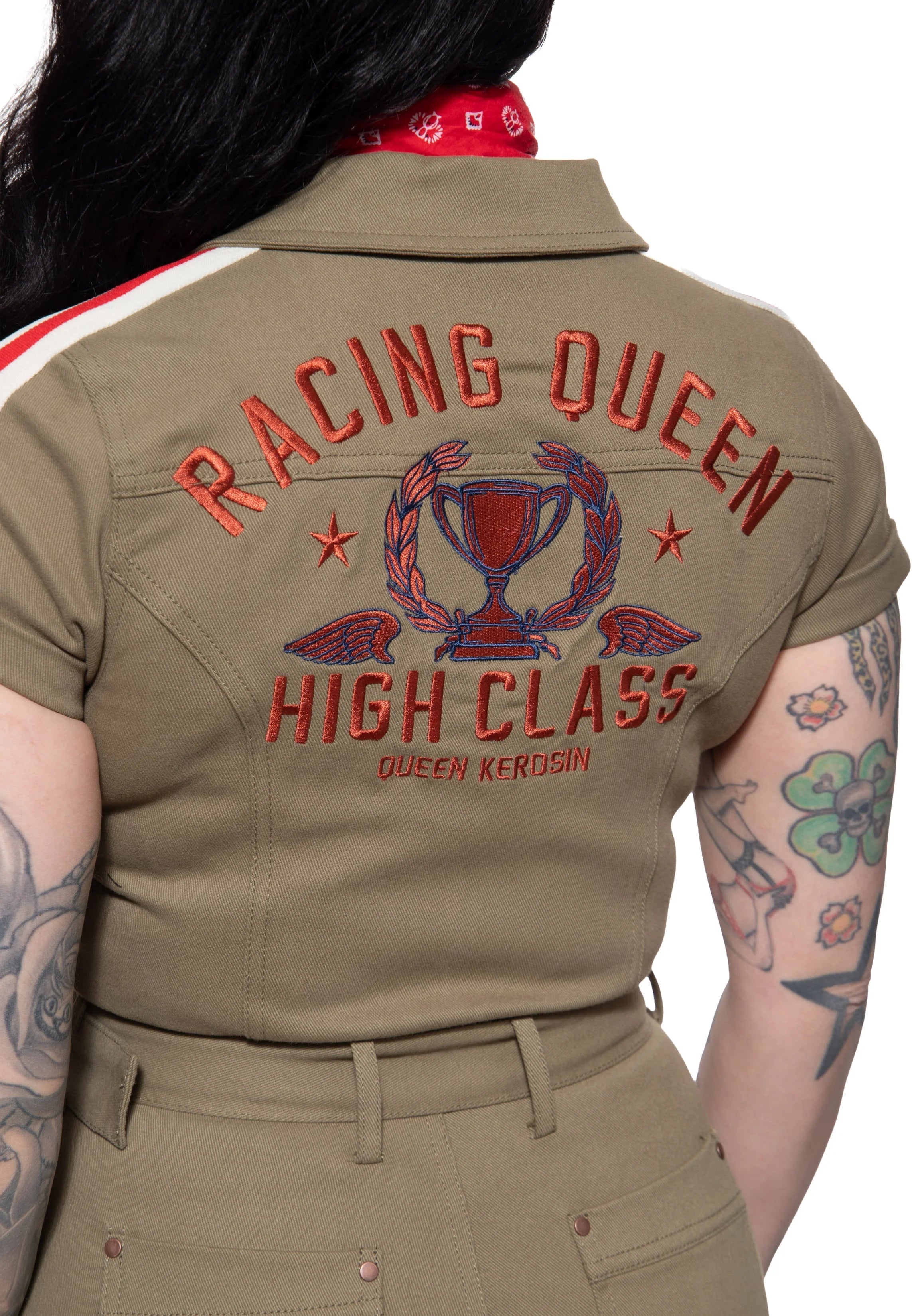 Queen Kerosin Overall ‘Racing Queen’ in Olivgrün