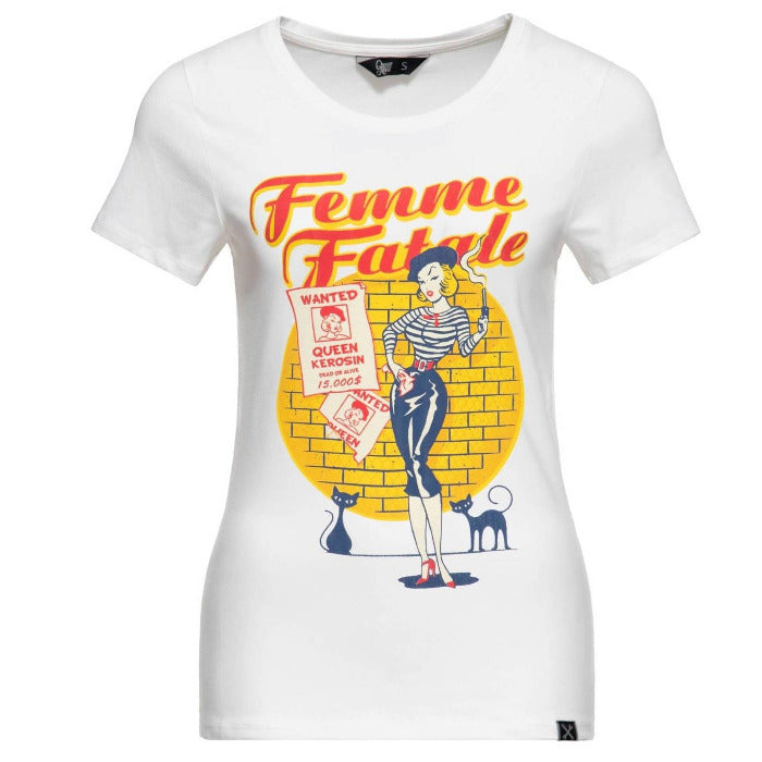 Queen Kerosin Damen Basic T-Shirt "Femme Fatale"