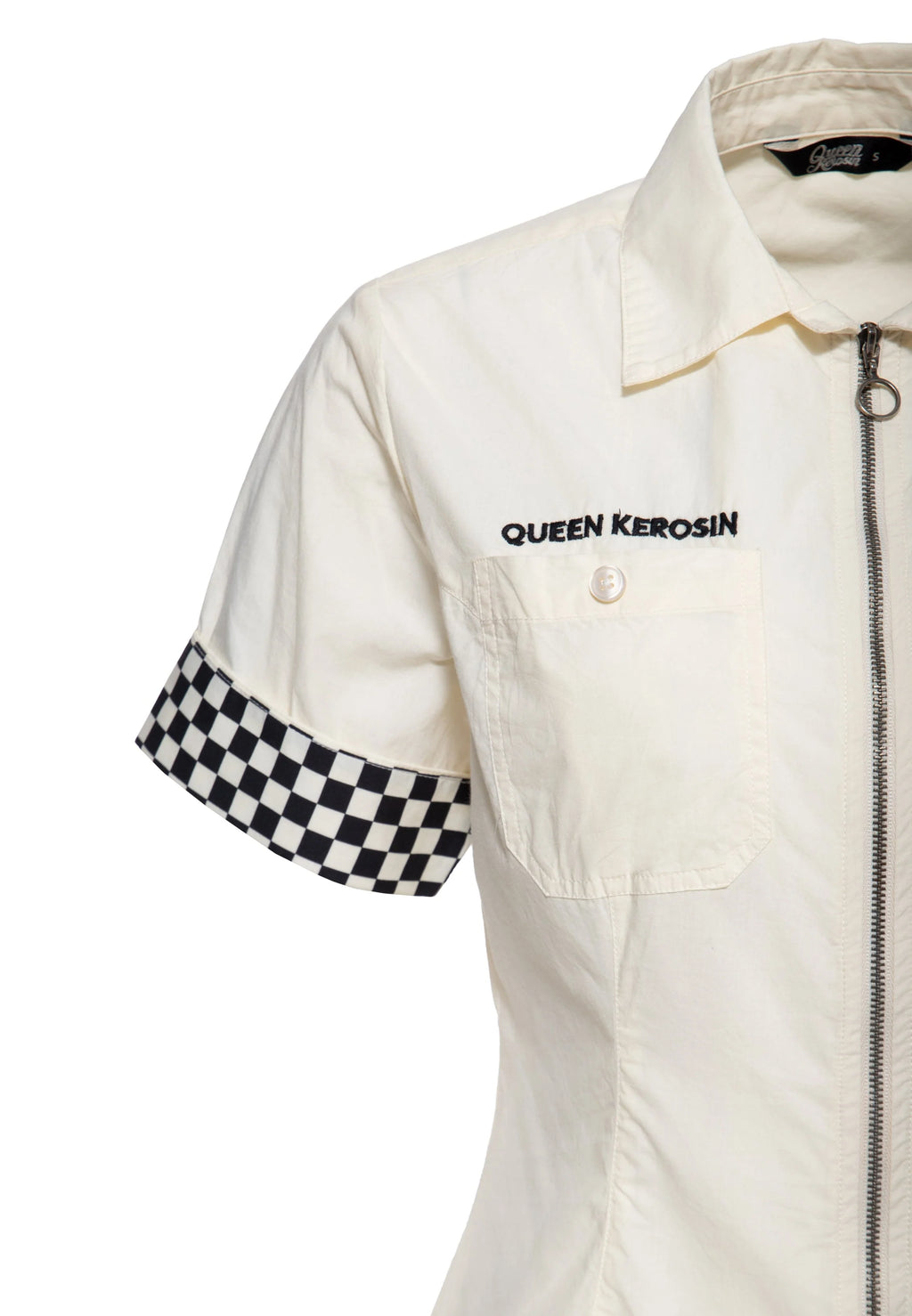 Queen Kerosin Bluse 'Super Modified' in Offwhite