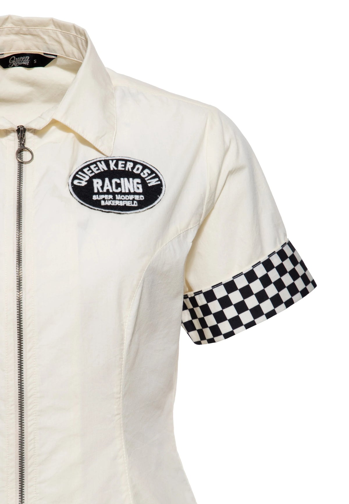 Queen Kerosin Bluse 'Super Modified' in Offwhite