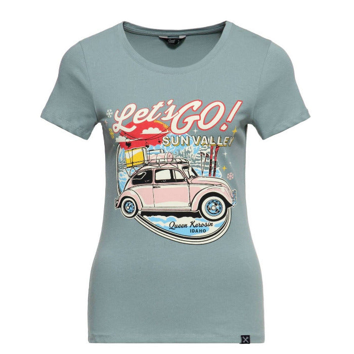 Queen Kerosin Damen Basic T-Shirt "The Queen of Sun Valley" Smoke Green