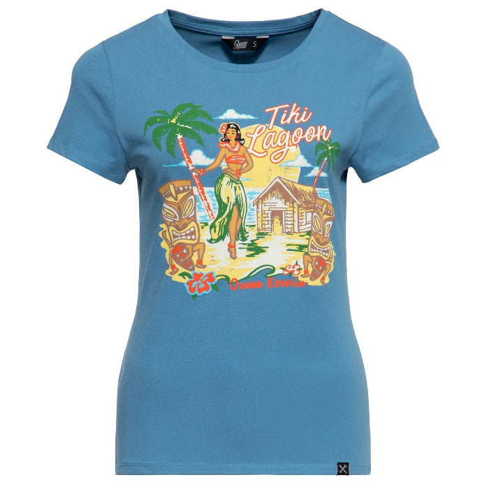 Queen Kerosin Damen Basic T-Shirt "Tiki Lagoon"