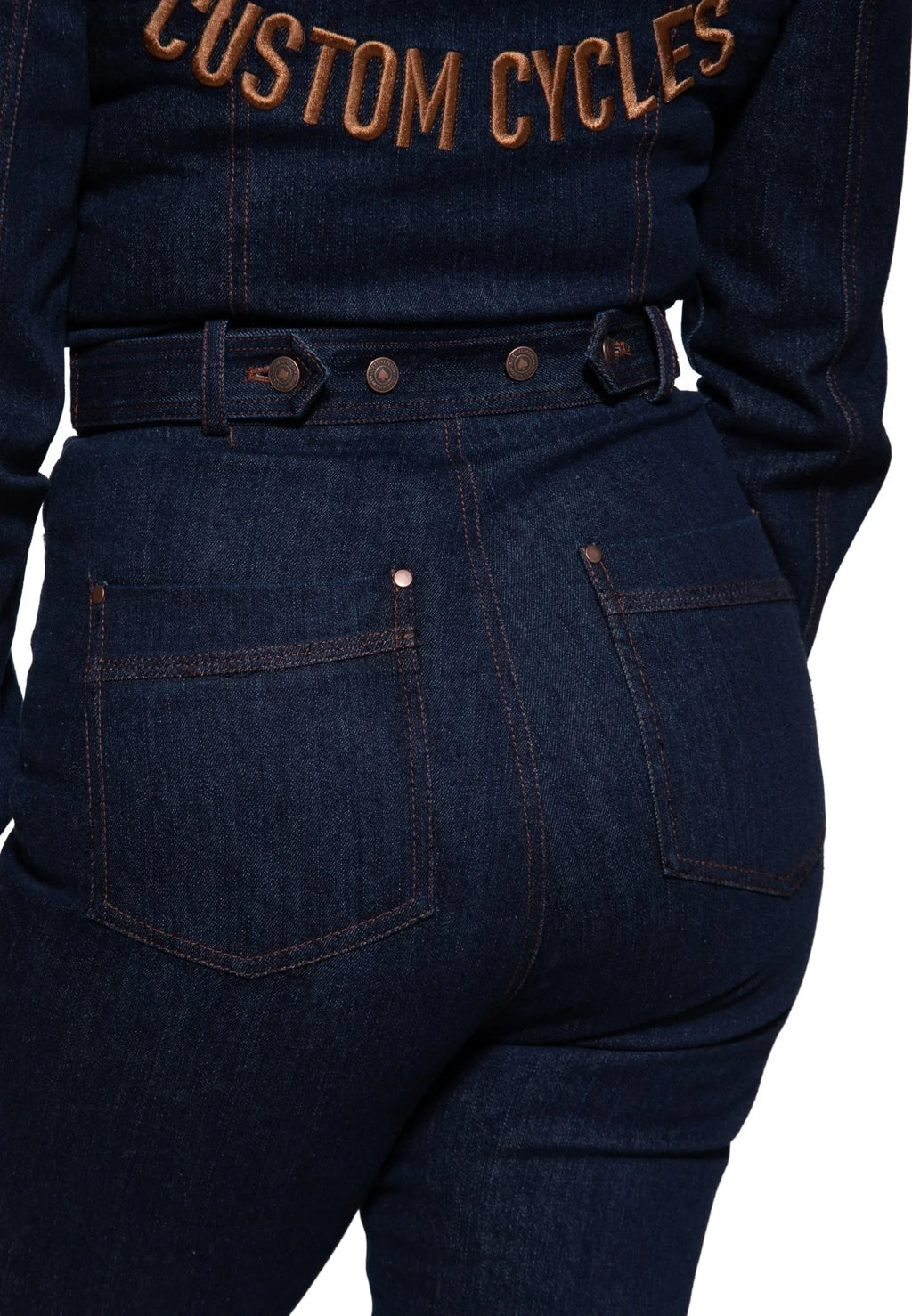 Queen Kerosin Damen Denim Jumpsuit "Bakersfield" in Dark Blue Wash