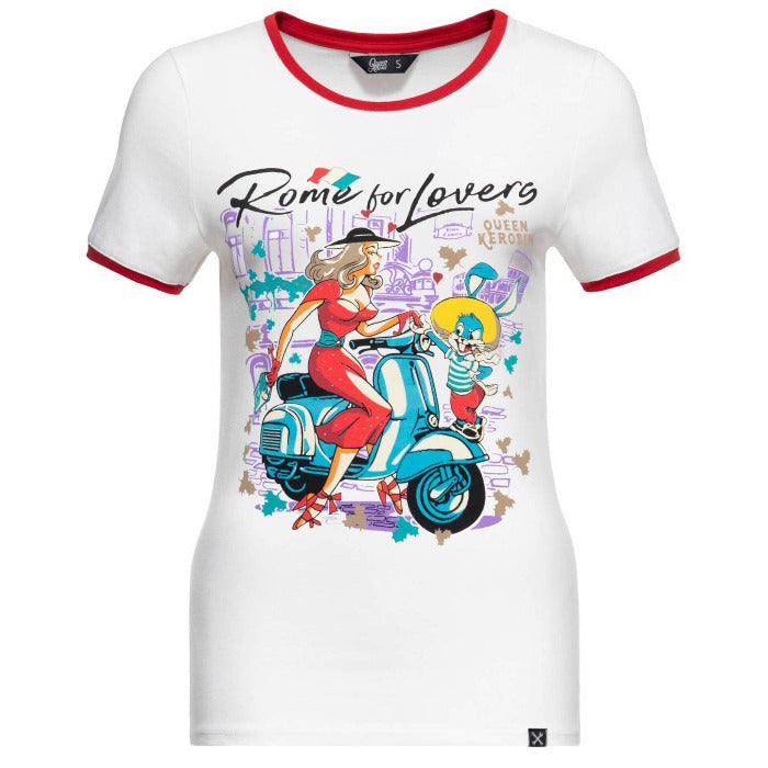 Queen Kerosin Damen Basic T-Shirt «Rome for Lovers»