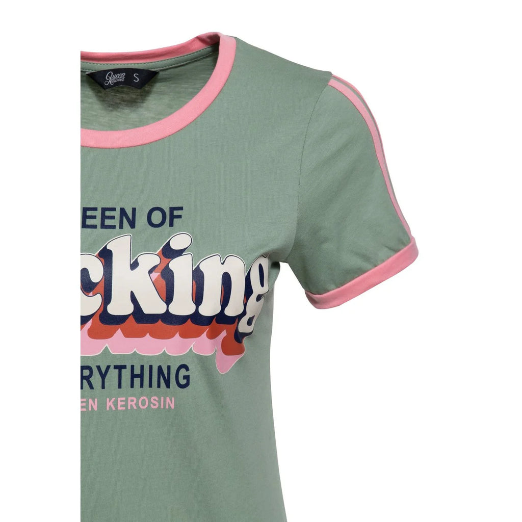 Queen Kerosin T-Shirt 'Queen Of Fucking Everything' in Grün