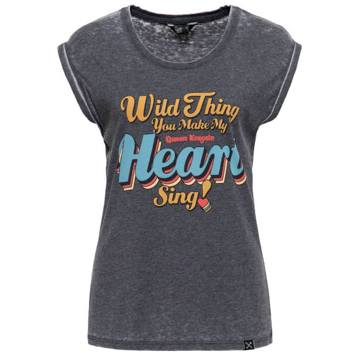 Queen Kerosin Damen Enzymwash T-Shirt "Wild Thing"