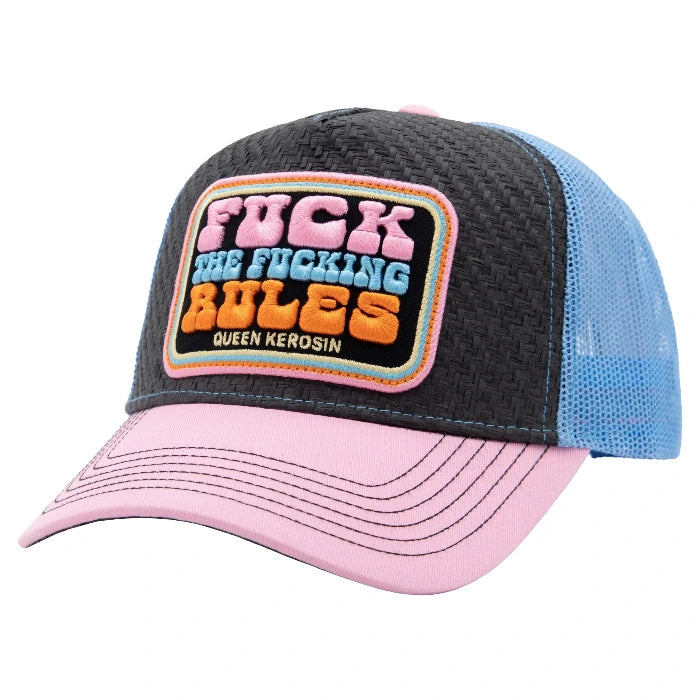 Queen Kerosin Trucker Cap 'Fuck The Fucking Rules' in Rosa