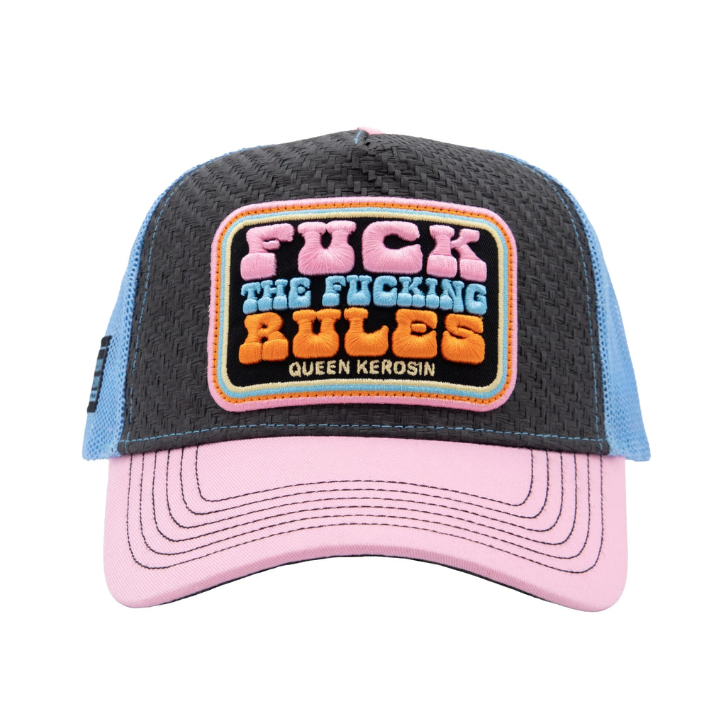 Queen Kerosin Trucker Cap 'Fuck The Fucking Rules' in Rosa