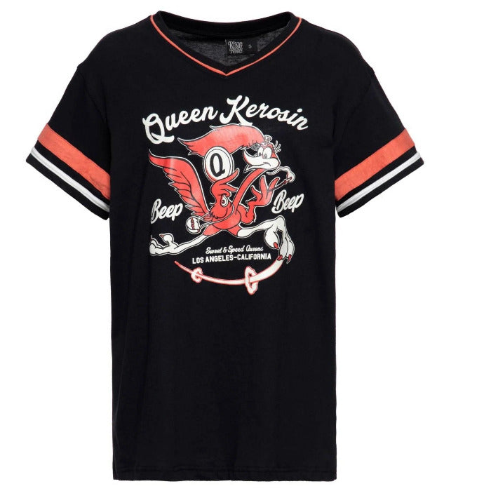 Queen Kerosin Damen College T-Shirt "Beep Beep" (schwarz)