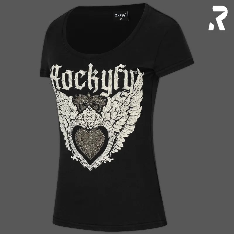 T-Shirt "White Wings" by Rockyfy (mit Kristall Applikationen)
