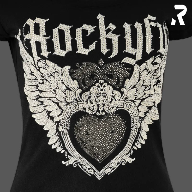 T-Shirt "White Wings" by Rockyfy (mit Kristall Applikationen)