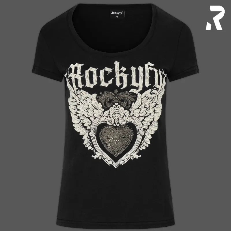 T-Shirt "White Wings" by Rockyfy (mit Kristall Applikationen)