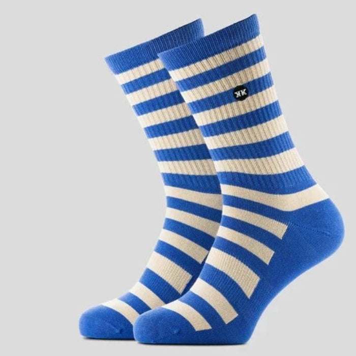 Rokker Socken blau gestreift