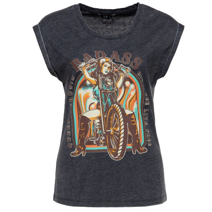 Queen Kerosin T-Shirt 'Badass' in Anthrazit